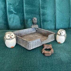 Owl Themed Woven Basket Set